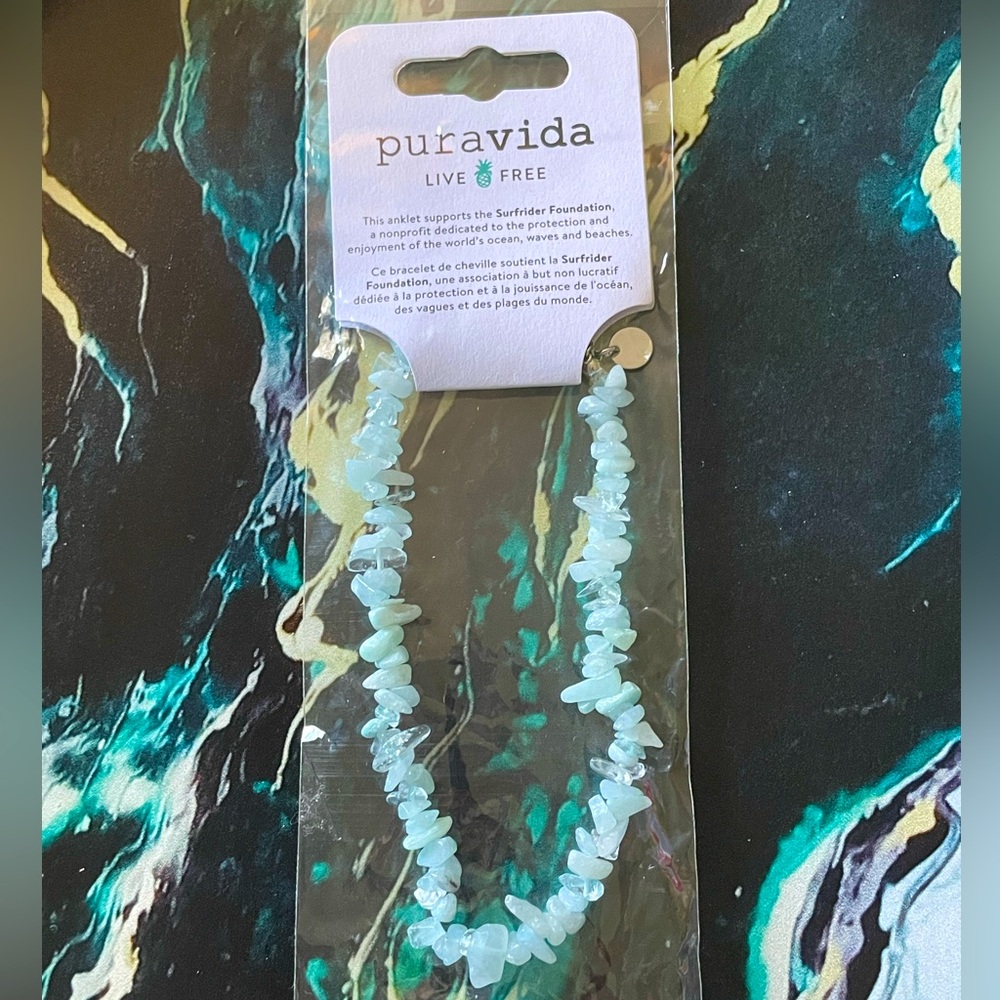NWT Pura Vida Aquamarine Chip Anklet